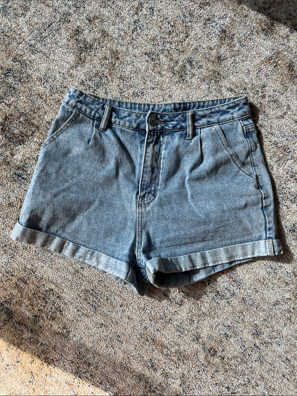 Light Blue High-Rise Denim Shorts